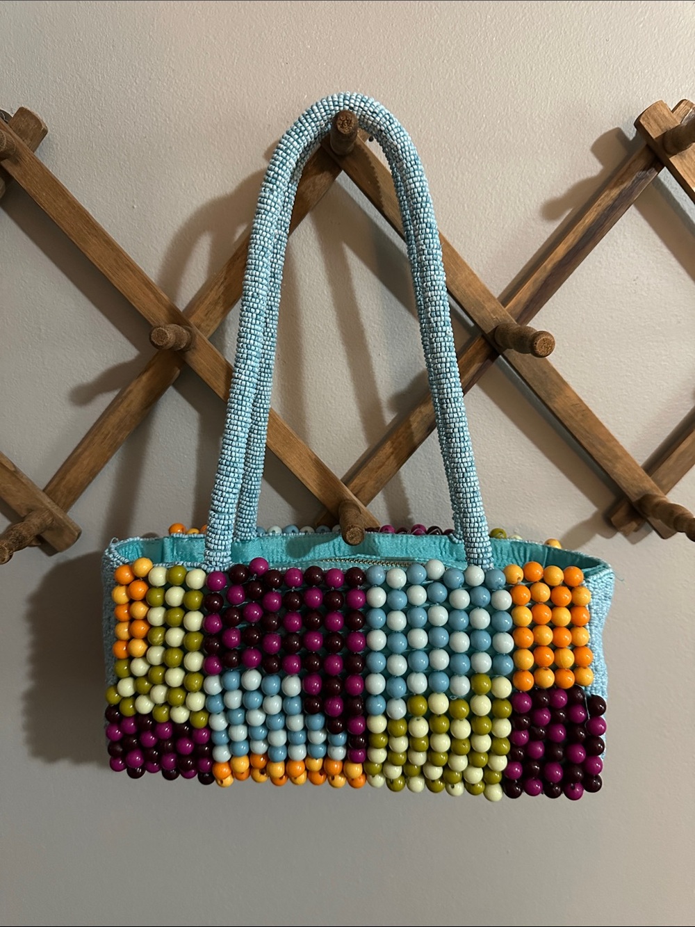 Beaded Turquoise Multi-Color Tote Bag